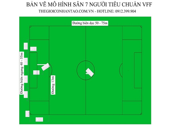 Kích thước sân bóng đá 7 người theo chuẩn quốc tế